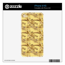 Brass Trumpet Pattern Decal For iPhone 4S