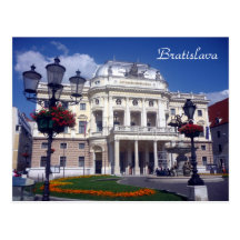 bratislava theatre blue postcard