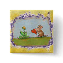 Brave Little Guy - romantic mouse rat heart flower buttons