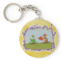 Brave Little Guy - romantic mouse rat heart flower keychains