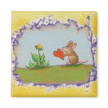 Brave Little Guy - romantic mouse rat heart flower magnets