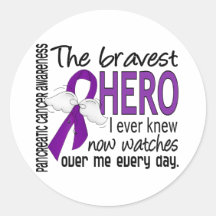 Bravest Hero I Ever Knew Pancreatic Cancer Round Sticker