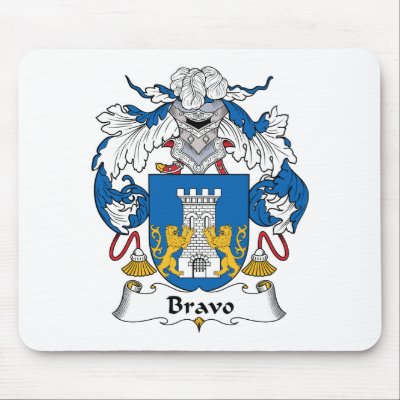 Bravo Family Crest Mouse Mat by coatsofarms
