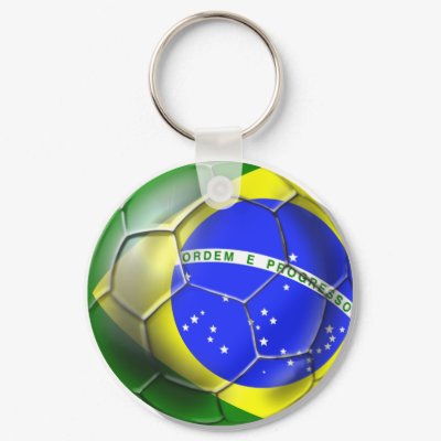Brazil Brasil Samba football Brazilian flag ball Keychain by SoccerJersey