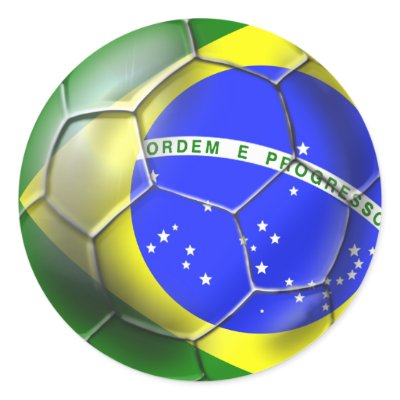 Brazil Brasil Samba football Brazilian flag ball Round Sticker by 