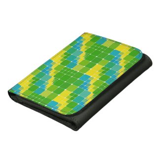 Brazil color square ブラジルカラー タイル模様 leather trifold wallet