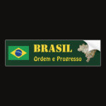 Brazil Flag Map Text Bumper Sticker