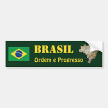 Brazil Flag and Map Bumper Sticker