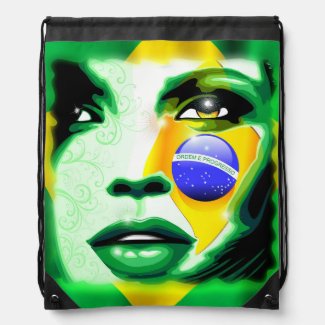 Brazil Flag Girl Portrait Backpacks
