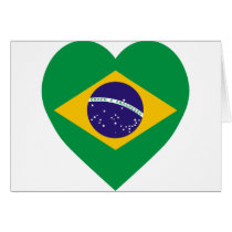 Coração da bandeira de Brasil cartões