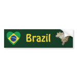 Brazil Flag Map Bumper Sticker