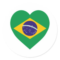 Brazil Flag Heart Stickers