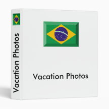 Brazil Flag Jewel 3 Ring Binders