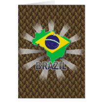 Brazil Flag Map 2.0 Greeting Cards