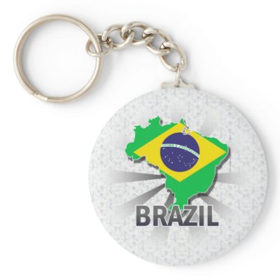 Brazil Flag Map 2.0 Keychains