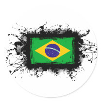 Brazil Flag Round Stickers