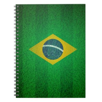 Brazil Flag With Soccer Field Texture Spiral Note Book