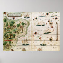 Brazil from the 'Miller Atlas' by Pedro Reinel Posters