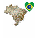 Brazil Flag Heart and Map Fitted AA T-Shirt