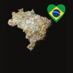 Brazil Flag Heart Map Fitted AA T-Shirt