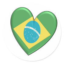 Brazil Heart Flag stickers