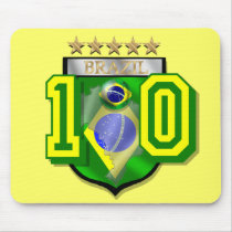 Brazil Number 10 football Mousepad by BrazilShirt Brazil Number 10 football Mousepad