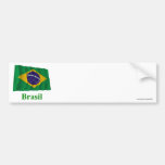Brazil Waving Flag with Name in Portuguese Bumper Sticker