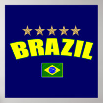 Brazil yellow Logo 5 stars soccer futebol gifts Print