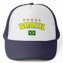 Brazil yellow Logo Five stars trucker hat