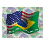 Brazilian-American Waving Flag Postcards