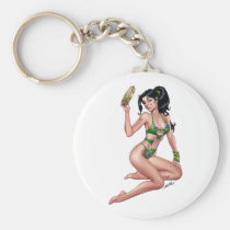 pin-up, brazil, pinup, girl, woman, bikini, brasil, flag, al rio, art, female, Keychain with custom graphic design