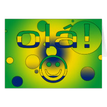 Brazilian Gifts : Hello / Ola + Smiley Face Greeting Card