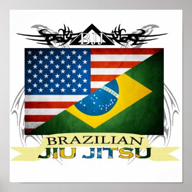 Brazilian Jiu JItsu Flag Fusion poster