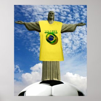 Corcovado Mountain Brazilian Soccer Poster!