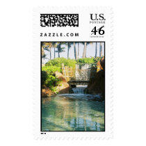 Brdige over small waterfall postage