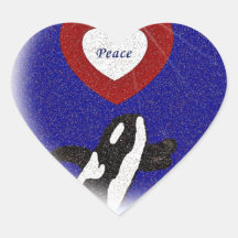 Breach for peace orca whale in a heart sticker