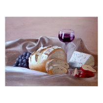 Bread and Cheese with Merlot posters