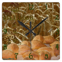 Bread Artisan Square Wall Clock wall clocks