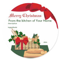 Bread Basket Christmas Gift Label stickers