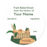 Bread Basket Product Label Round Stickers