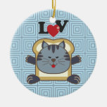 Breading Cat Blue Round Ornament