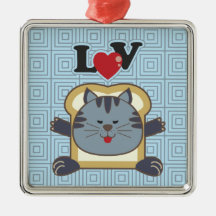 Breading Cat Blue Square Ornament