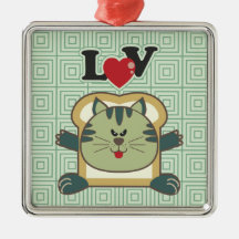 Breading Cat Green Square Ornament