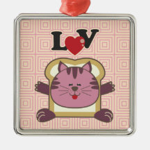 Breading Cat Pink Square Ornament