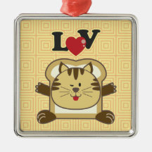 Breading Cat Yellow Square Ornament