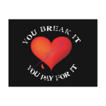 Break It Pay Heart  postcards