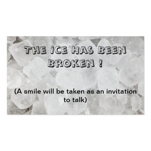 Break the ice dating business card (front side)