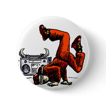 Breakdancer and Box Hip Hop Pinback Buttons