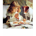 Breakfast in Bed: Girl, Terrier and Kitty Cat T-shirt