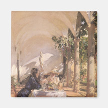 Breakfast in Loggia by Sargent, Vintage Victorian Refrigerator Magnet